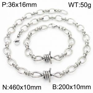 O-shaped winding 8-shaped stainless steel bracelet necklace set - KS216557-Z