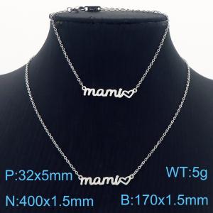 European and American fashion stainless steel creative mom English letter temperament silver  bracelet&necklace set - KS217156-KLX