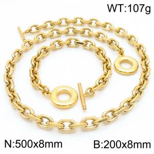 Stainless steel O-chain OT buckle men's and women's bracelet necklace set - KS217226-Z