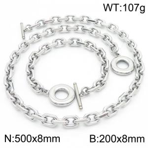 Stainless steel O-chain OT buckle men's and women's bracelet necklace set - KS217227-Z