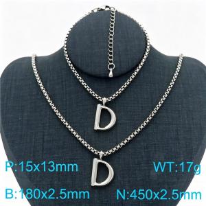 Stainless Steel Jewelry Alphabet Element Bracelet Necklace Set - KS220846-Z
