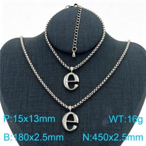 Stainless Steel Jewelry Alphabet Element Bracelet Necklace Set - KS220847-Z