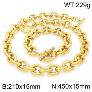 45cm Gold Skull Buckle Stainless Steel Jewelry Set - KS226359-Z