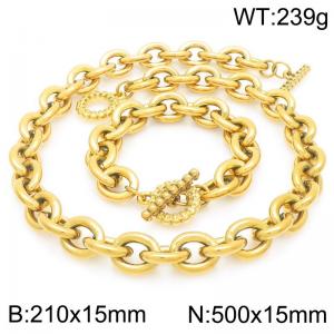 50cm Gold Skull Buckle Stainless Steel Jewelry Set - KS226360-Z