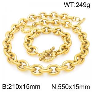 55cm Gold Skull Buckle Stainless Steel Jewelry Set - KS226361-Z