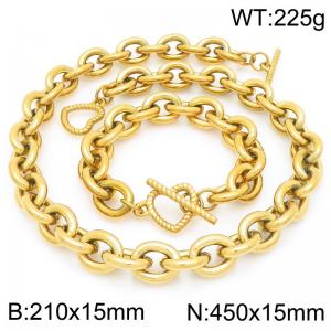45cm Gold Heart Clasp Stainless Steel Jewelry Set - KS226367-Z