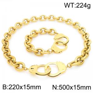 50cm Gold Handcuff Clasp Stainless Steel Jewelry Set - KS226377-Z