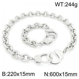60cm Silver Handcuff Clasp Stainless Steel Jewelry Set - KS226383-Z