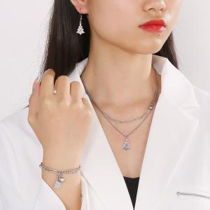 Stainless steel splicing chain Christmas tree pendant three piece set of accessories - KS229830-Z