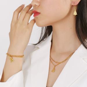 Stainless steel splicing chain Christmas tree pendant three piece set of accessories - KS229831-Z