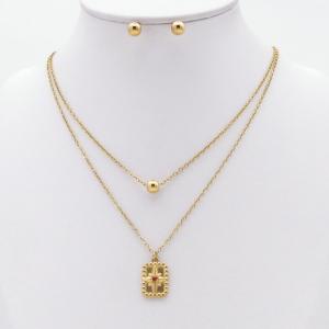 Stainless steel necklace earring two-piece set suitable for women's daily wear - KS229908-TJG