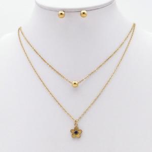 Stainless steel necklace earring two-piece set suitable for women's daily wear - KS229911-TJG