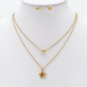 Stainless steel necklace earring two-piece set suitable for women's daily wear - KS229912-TJG