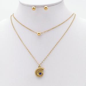 Stainless steel necklace earring two-piece set suitable for women's daily wear - KS229922-TJG