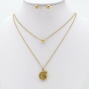 Stainless steel necklace earring two-piece set suitable for women's daily wear - KS229923-TJG