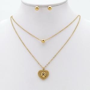 Stainless steel necklace earring two-piece set suitable for women's daily wear - KS229931-TJG