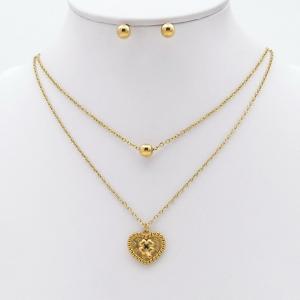 Stainless steel necklace earring two-piece set suitable for women's daily wear - KS229932-TJG