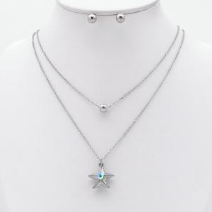 Stainless steel necklace earring two-piece set suitable for women's daily wear - KS229955-TJG