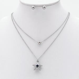 Stainless steel necklace earring two-piece set suitable for women's daily wear - KS229956-TJG