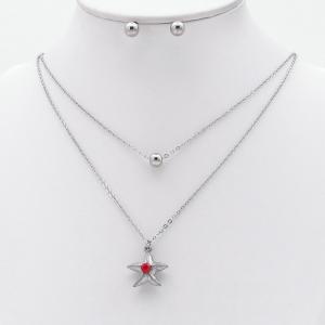 Stainless steel necklace earring two-piece set suitable for women's daily wear - KS229957-TJG