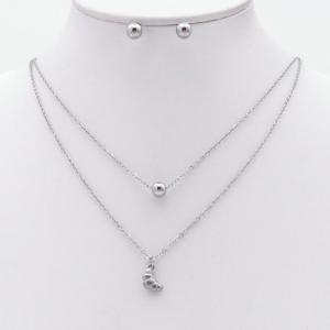 Stainless steel necklace earring two-piece set suitable for women's daily wear - KS229959-TJG