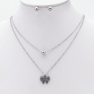 Stainless steel necklace earring two-piece set suitable for women's daily wear - KS229960-TJG