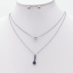 Stainless steel necklace earring two-piece set suitable for women's daily wear - KS229965-TJG