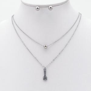Stainless steel necklace earring two-piece set suitable for women's daily wear - KS229966-TJG