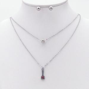 Stainless steel necklace earring two-piece set suitable for women's daily wear - KS229967-TJG