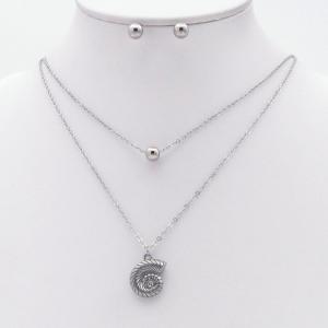 Stainless steel necklace earring two-piece set suitable for women's daily wear - KS229970-TJG