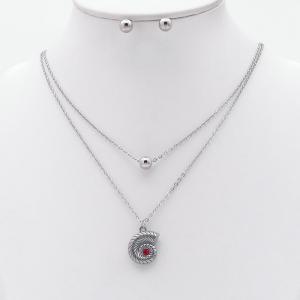 Stainless steel necklace earring two-piece set suitable for women's daily wear - KS229971-TJG