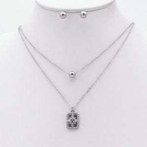 Stainless steel necklace earring two-piece set suitable for women's daily wear - KS229992-TJG