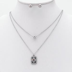 Stainless steel necklace earring two-piece set suitable for women's daily wear - KS229993-TJG