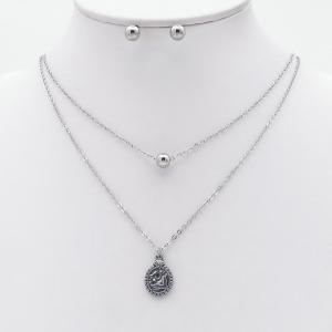 Stainless steel necklace earring two-piece set suitable for women's daily wear - KS229997-TJG
