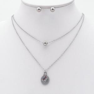 Stainless steel necklace earring two-piece set suitable for women's daily wear - KS229998-TJG