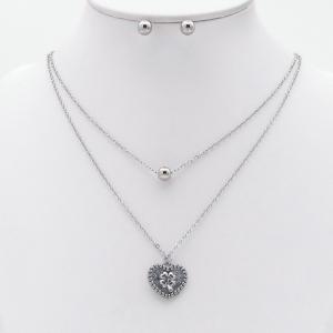 Stainless steel necklace earring two-piece set suitable for women's daily wear - KS230003-TJG