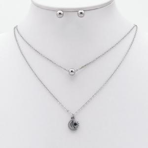 Stainless steel necklace earring two-piece set suitable for women's daily wear - KS230007-TJG