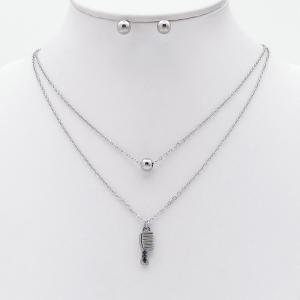Stainless steel necklace earring two-piece set suitable for women's daily wear - KS230010-TJG