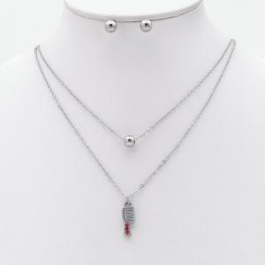 Stainless steel necklace earring two-piece set suitable for women's daily wear - KS230012-TJG
