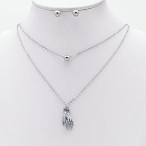 Stainless steel necklace earring two-piece set suitable for women's daily wear - KS230015-TJG