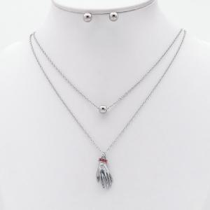 Stainless steel necklace earring two-piece set suitable for women's daily wear - KS230017-TJG