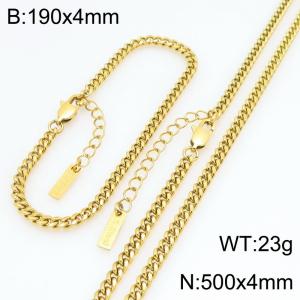Stainless steel chain necklace and bracelet set - KS230020-KFC