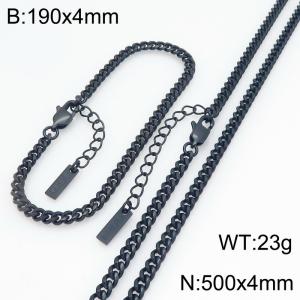 Stainless steel chain necklace and bracelet set - KS230021-KFC