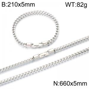 Fashion Jewelry Stainless Steel Chain Bracelet Necklace Set - KS231357-KFC