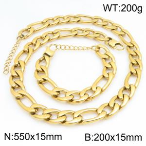 Stainless steel NK chain bracelet necklace set suitable for daily jewelry wear - KS232033-KGM