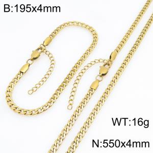 Stainless steel NK chain bracelet necklace set suitable for daily jewelry wear - KS232039-ZJZL