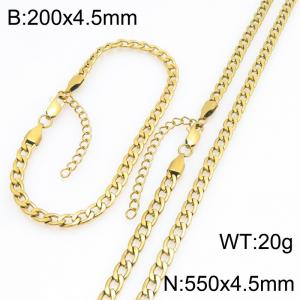 Stainless steel NK chain bracelet necklace set suitable for daily jewelry wear - KS232041-ZJZL