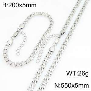 Stainless steel NK chain bracelet necklace set suitable for daily jewelry wear - KS232044-ZJZL