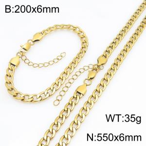 Stainless steel NK chain bracelet necklace set suitable for daily jewelry wear - KS232045-ZJZL