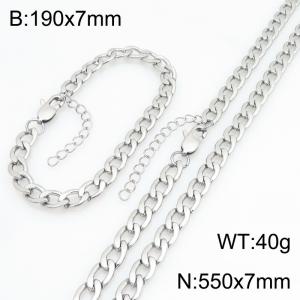 Stainless steel NK chain bracelet necklace set suitable for daily jewelry wear - KS232048-ZJZL